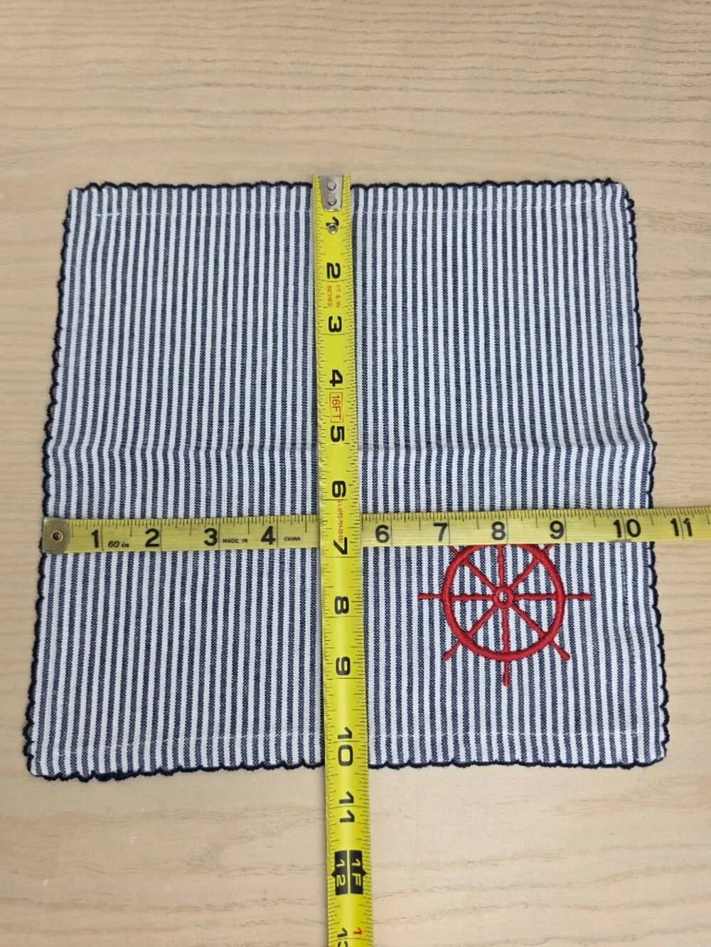 Sur La Table Blue Red Cotton Nautical Coastal Striped Napkins 10x10 Set of 4